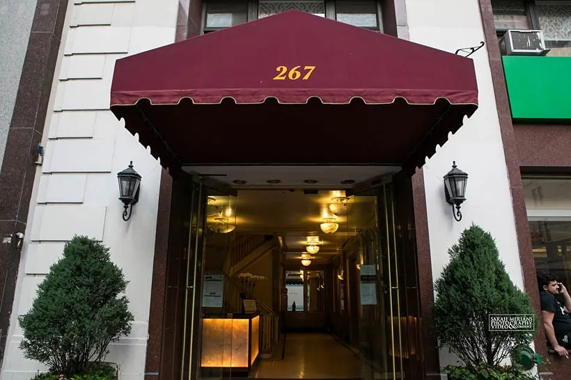 The 267 awning over the entrance on Fifth Avenue